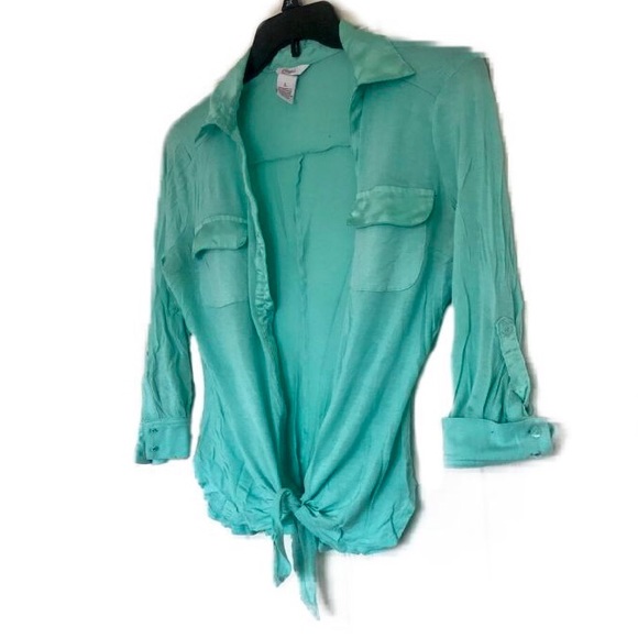 🍁 Candies L Teal Button Down shirt - Picture 4 of 7